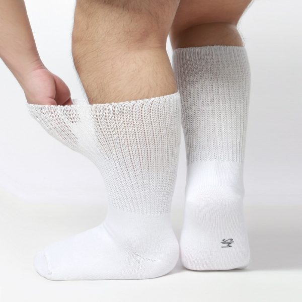 Diastuff Comfort | Hrubé diabetické ponožky bez lemu - biele