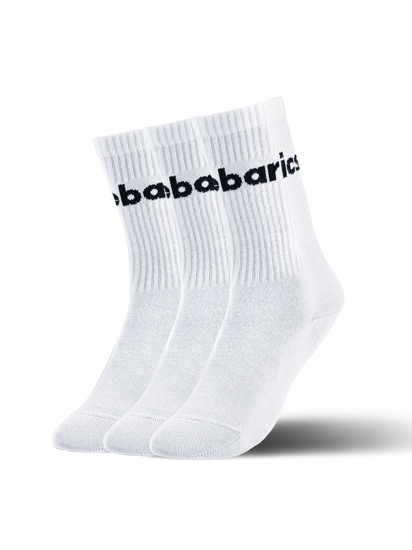 barebarics-barefoot-ponozky-crew-white-big-logo-3-pack-117190 Barebarics - Barefoot Ponožky - Crew - White - Big logo - 3 pack – Obrázok 1