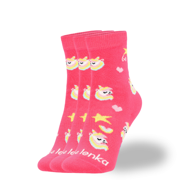 Detské barefoot ponožky Be Lenka Kids - Crew - Unicorn - BubleGum Pink - 3 pack